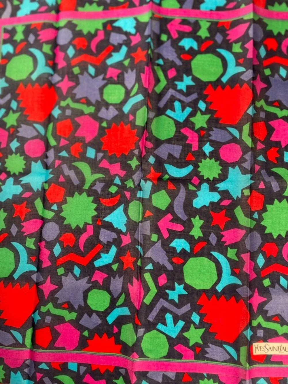 Vintage Yves Saint Laurent Lightweight Cotton Geometric Scarf